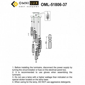 Подвесная люстра Omnilux Vepri OML-51806-37 в Талице - talica.ok-mebel.com | фото 9