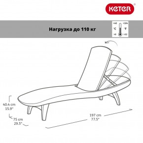 Шезлонг Пацифик (Pacific) графит в Талице - talica.ok-mebel.com | фото 2