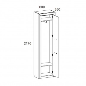 Шкаф 1DW, OLIVIA, цвет вудлайн крем/дуб анкона в Талице - talica.ok-mebel.com | фото 2