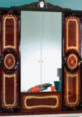 Шкаф 4-х дверный с зеркалами (01.144) Роза (могано) в Талице - talica.ok-mebel.com | фото