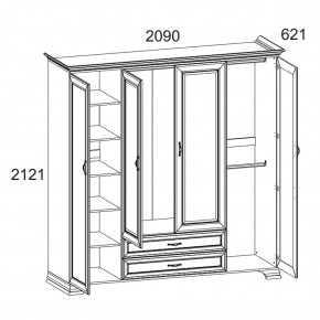 Шкаф 4D2S Z, TIFFANY, цвет вудлайн кремовый в Талице - talica.ok-mebel.com | фото