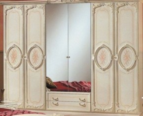 Шкаф 6-и дверный с зеркалами (01.146) Роза (беж) в Талице - talica.ok-mebel.com | фото