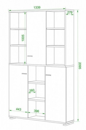 Шкаф книжный Домино ПУ-40-3 в Талице - talica.ok-mebel.com | фото 2