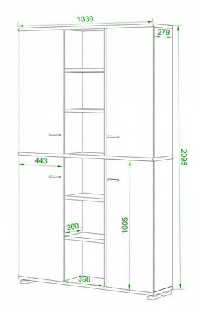 Шкаф книжный Домино ПУ-40-5 в Талице - talica.ok-mebel.com | фото 2