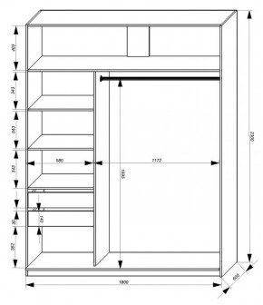 Шкаф-купе 1800 серии SOFT D1+D3+B2+PL1 (2 ящика+1штанга) профиль «Графит» в Талице - talica.ok-mebel.com | фото 3