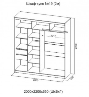 Шкаф-купе №19 Серия 3 Квадро (2000) Ясень Анкор светлый в Талице - talica.ok-mebel.com | фото 4