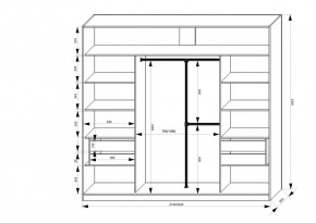 Шкаф-купе 2450 серии NEW CLASSIC K1+K1+K1+B22+PL4 (по 2 ящика лев/прав+F обр.штанга) профиль «Капучино» в Талице - talica.ok-mebel.com | фото 3