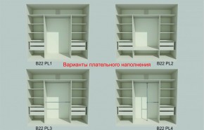 Шкаф-купе 2450 серии NEW CLASSIC K6Z+K1+K6+B22+PL2 (по 2 ящика лев/прав+1 штанга+1 полка) профиль «Капучино» в Талице - talica.ok-mebel.com | фото 6