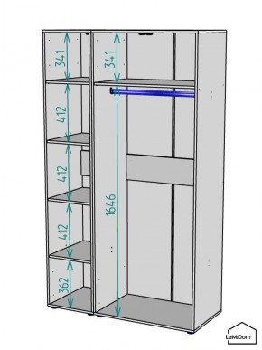 Шкаф Linnea MHR-3-1 2050х1200х510 (ДВ-М 11.1.25) в Талице - talica.ok-mebel.com | фото 3