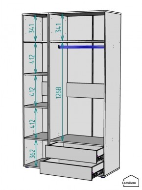 Шкаф Linnea MHR-3-2 2050х1200х510 (ДВ-М 11.1.25) в Талице - talica.ok-mebel.com | фото 3