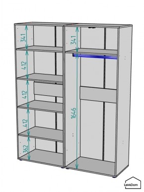 Шкаф Linnea MHR-4-1 2050х1600х510 (Графит-М 11.1.25) в Талице - talica.ok-mebel.com | фото 3