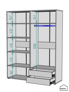 Шкаф Linnea MHR-4-2 2050х1600х510 (ДВ-М 11.1.25) в Талице - talica.ok-mebel.com | фото 3