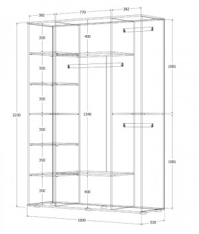 Шкаф Норден 1600 (Дуб Крафт Белый) в Талице - talica.ok-mebel.com | фото 3