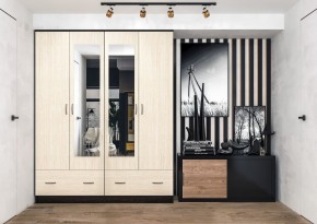 Шкаф Ронда ШК-4 с зеркалом (венге/беленый дуб) в Талице - talica.ok-mebel.com | фото 3