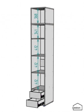 Шкаф с антресолью Linnea MHR-1A-4 2450х400х510 (ДВ-М 11.1.25) в Талице - talica.ok-mebel.com | фото 3
