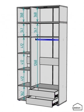 Шкаф с антресолью Linnea MHR-3A-2 2450х1200х510 (Графит-М 11.1.25) в Талице - talica.ok-mebel.com | фото 3
