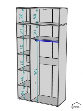 Шкаф с антресолью Linnea MHR-3POA-1 2450х1200х510 (Белый-М 11.1.2) в Талице - talica.ok-mebel.com | фото 3