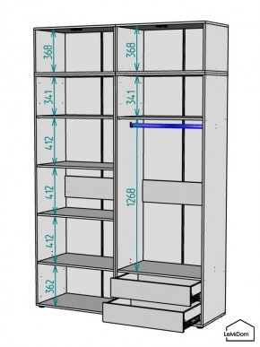 Шкаф с антресолью Linnea MHR-4A-2 2450х1600х510 (ДВ-М 11.1.25) в Талице - talica.ok-mebel.com | фото 3