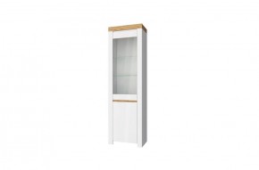 Шкаф с витриной  1V1D, TAURUS, цвет белый/дуб вотан в Талице - talica.ok-mebel.com | фото