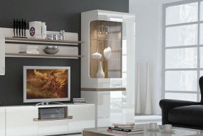 Шкаф с витриной 3D/TYP 01L, LINATE ,цвет белый/сонома трюфель в Талице - talica.ok-mebel.com | фото 6