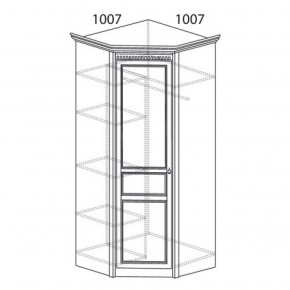 Шкаф угловой №183 "Лючия" Фасад зеркало (Угол 1007*1007) Дуб оксфорд в Талице - talica.ok-mebel.com | фото 2