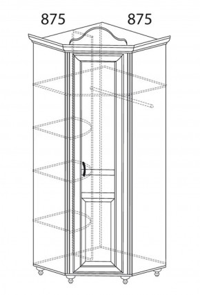 Шкаф угловой №562 "Алиса" (угол 875*875) в Талице - talica.ok-mebel.com | фото 2