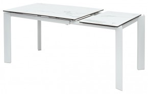 Стол CORNER 120 HIGH GLOSS STATUARIO керамика, стекло/ белый каркас, ®DISAUR в Талице - talica.ok-mebel.com | фото 3