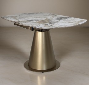 Стол TERAMO 135 GLOSS GRAND JADE SOLID CERAMIC, керамика, поворотн.механизм / Бронзовый, ®DISAUR в Талице - talica.ok-mebel.com | фото