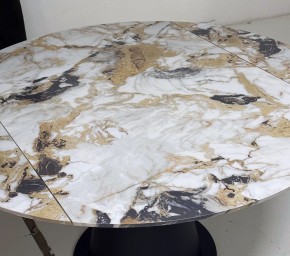 Стол TERAMO 135 GLOSS GRAND JADE SOLID CERAMIC, керамика, поворотн.механизм / Черный каркас, ®DISAUR в Талице - talica.ok-mebel.com | фото 4