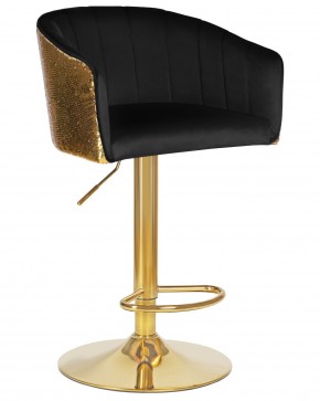 Стул барный DOBRIN DARCY GOLD SHINY, черный велюр с золотыми пайетками в Талице - talica.ok-mebel.com | фото
