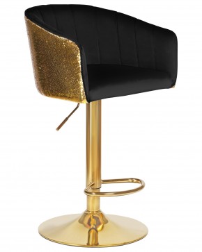 Стул барный DOBRIN DARCY GOLD SHINY, черный велюр с золотыми пайетками в Талице - talica.ok-mebel.com | фото 2