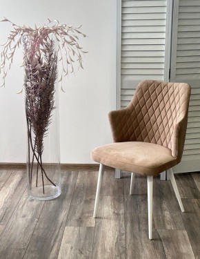 Стул HERMAN 360 град. БЕЖЕВЫЙ #5, велюр / белый каркас М-City в Талице - talica.ok-mebel.com | фото 3