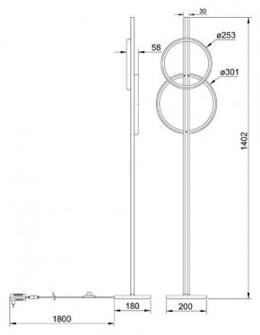 Торшер Arte Lamp Fluido A3913PN-24BK в Талице - talica.ok-mebel.com | фото 2