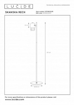 Торшер Lucide Skanska Rech 3749/03/15 в Талице - talica.ok-mebel.com | фото 5