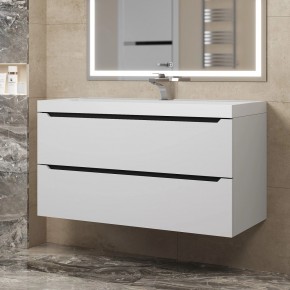 Тумба под раковину Uperwood Tanos 100 см, подвесная, белая/графит в Талице - talica.ok-mebel.com | фото