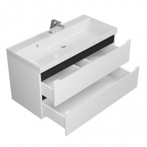 Тумба под раковину Uperwood Tanos 100 см, подвесная, белая/графит в Талице - talica.ok-mebel.com | фото 2