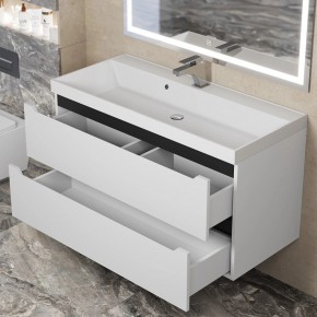 Тумба под раковину Uperwood Tanos 100 см, подвесная, белая/графит в Талице - talica.ok-mebel.com | фото 9