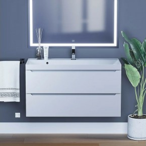 Тумба под раковину Uperwood Tanos 100 см, подвесная, белая матовая в Талице - talica.ok-mebel.com | фото