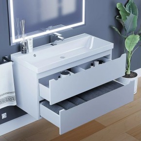 Тумба под раковину Uperwood Tanos 100 см, подвесная, белая матовая в Талице - talica.ok-mebel.com | фото 9