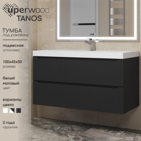 Тумба под раковину Uperwood Tanos 100 см, подвесная, черная матовая в Талице - talica.ok-mebel.com | фото 3