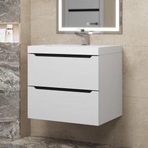 Тумба под раковину Uperwood Tanos 60 см, подвесная, белая/графит в Талице - talica.ok-mebel.com | фото