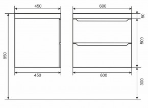 Тумба под раковину Uperwood Tanos 60 см, подвесная, белая/графит в Талице - talica.ok-mebel.com | фото 6