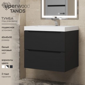 Тумба под раковину Uperwood Tanos 60 см, подвесная, черная матовая в Талице - talica.ok-mebel.com | фото 3