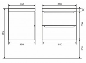 Тумба под раковину Uperwood Tanos 60 см, подвесная, черная матовая в Талице - talica.ok-mebel.com | фото 6