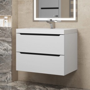 Тумба под раковину Uperwood Tanos 70 см, подвесная, белая/графит в Талице - talica.ok-mebel.com | фото
