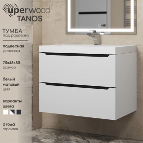 Тумба под раковину Uperwood Tanos 70 см, подвесная, белая/графит в Талице - talica.ok-mebel.com | фото 3