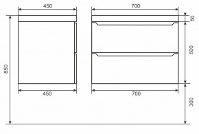 Тумба под раковину Uperwood Tanos 70 см, подвесная, черная матовая в Талице - talica.ok-mebel.com | фото 6