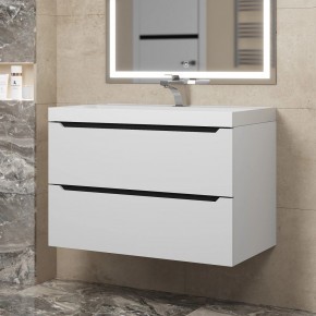 Тумба под раковину Uperwood Tanos 80 см, подвесная, белая/графит в Талице - talica.ok-mebel.com | фото