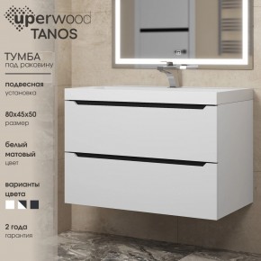 Тумба под раковину Uperwood Tanos 80 см, подвесная, белая/графит в Талице - talica.ok-mebel.com | фото 3