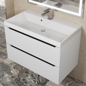 Тумба под раковину Uperwood Tanos 80 см, подвесная, белая/графит в Талице - talica.ok-mebel.com | фото 8